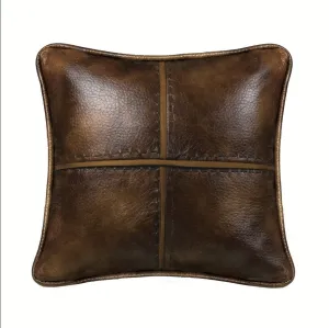 Brighton Stitched Faux Leather Throw Pillow
