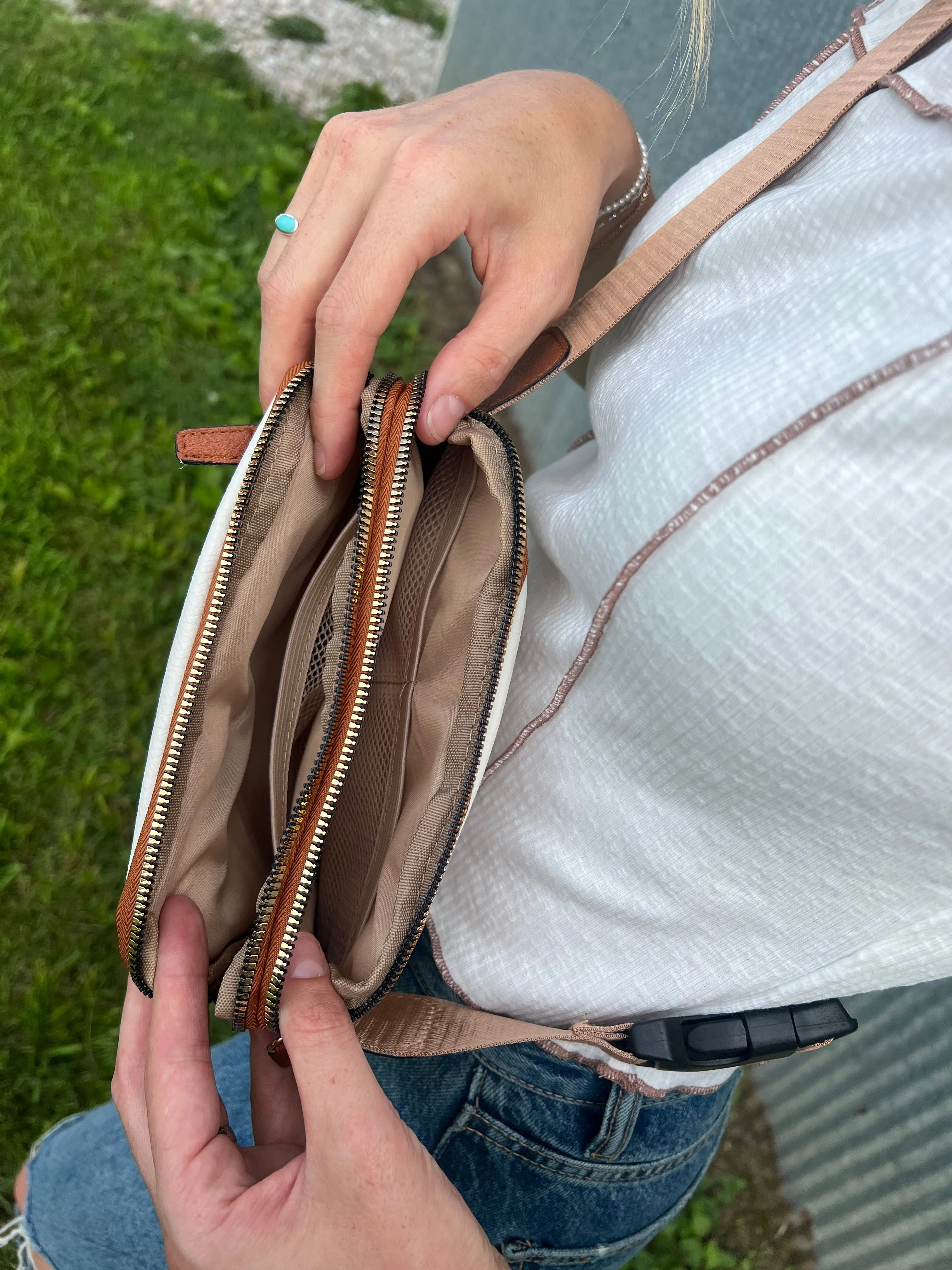 Brown and White Crossbody