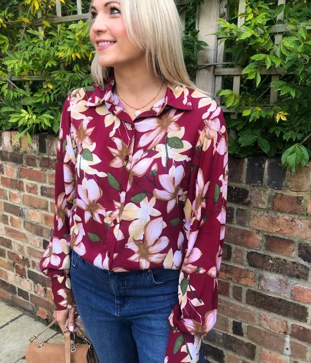Burgundy Lottie Vintage Floral Blouse