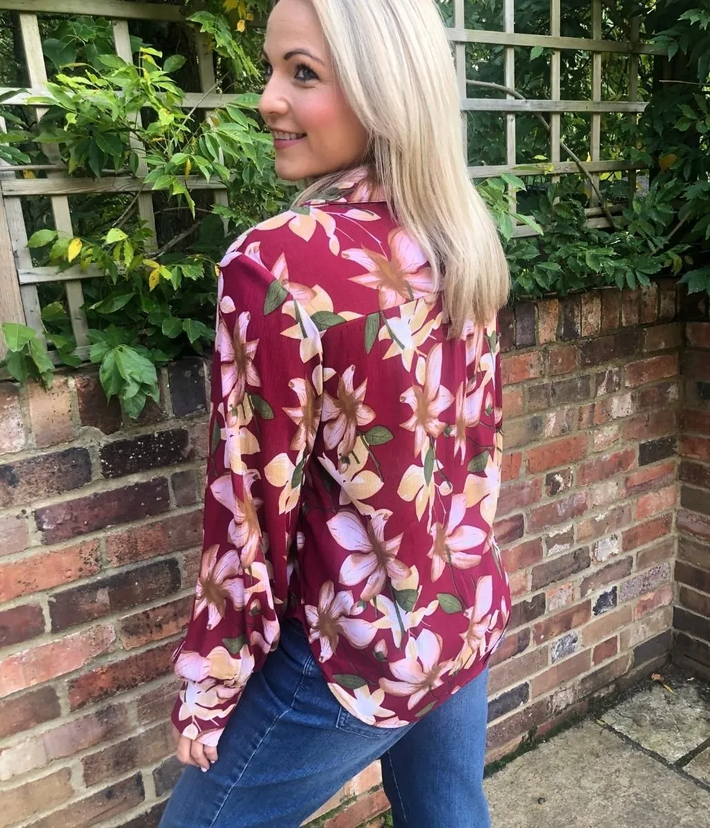 Burgundy Lottie Vintage Floral Blouse
