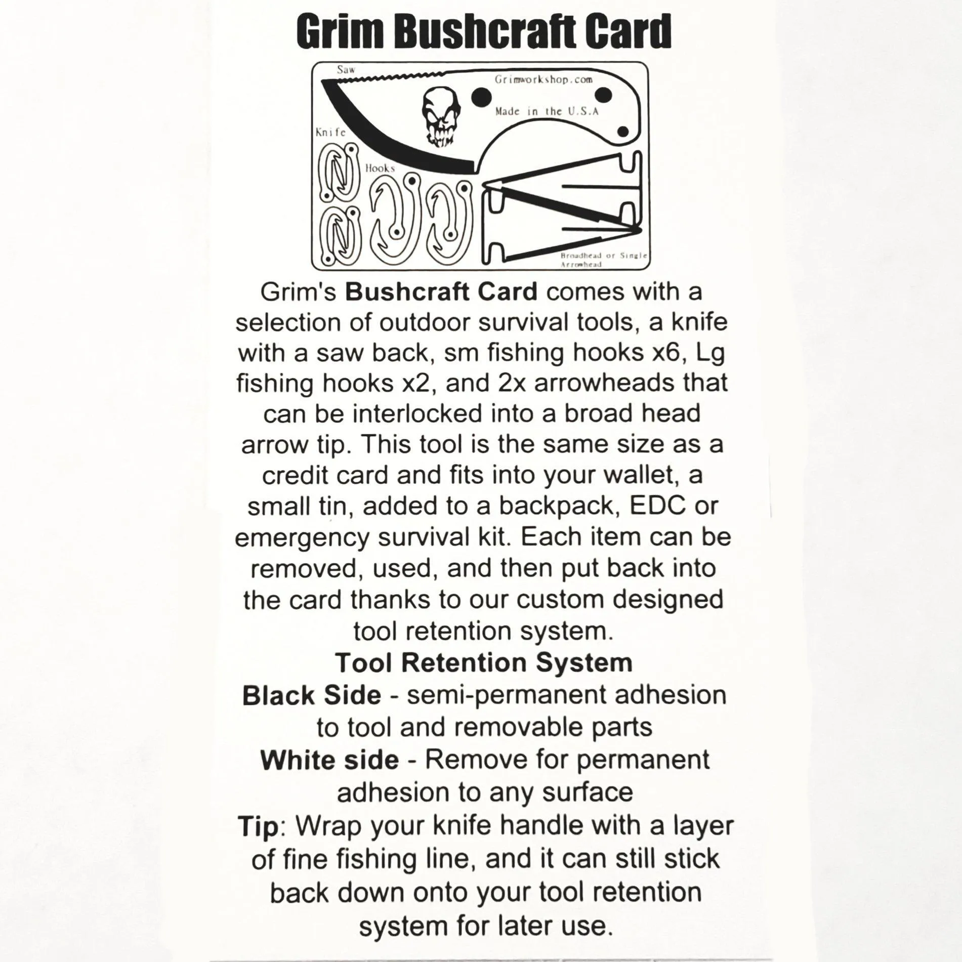 Bushcraft EDC Survival Card: Credit Card SIze Bushcraft Kit