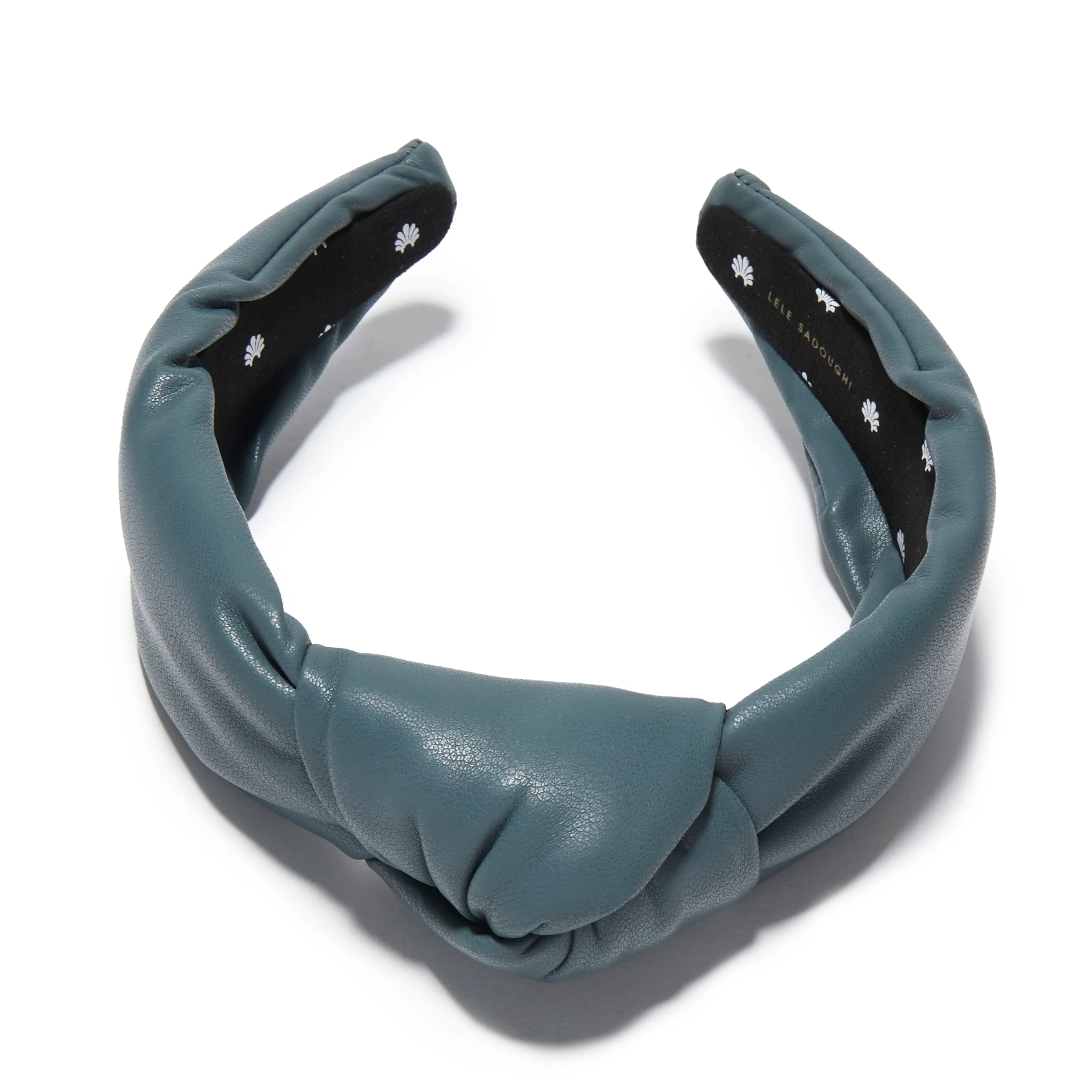 CHARCOAL FAUX LEATHER KNOTTED HEADBAND