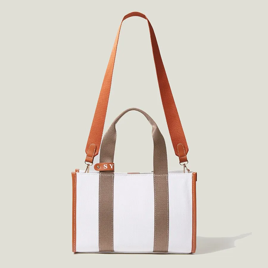 Christmas Gift Large Capacity Canvas Women Diaper Bag Striped Shopper Casual Female Tote Big Fashion Ladies Tote Korean Crossbody Bag New 2021