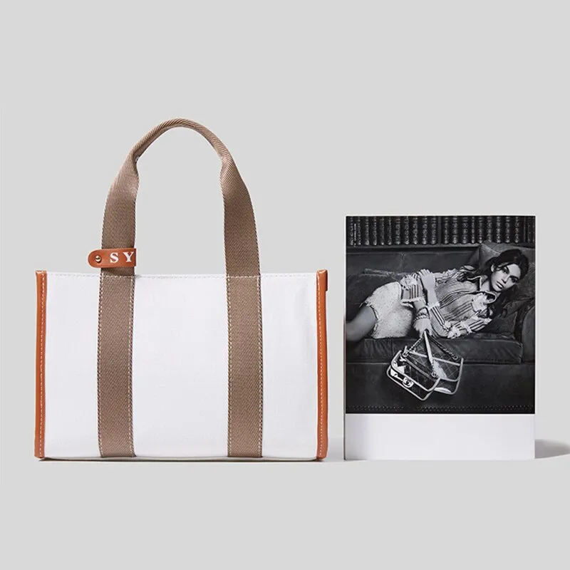 Christmas Gift Large Capacity Canvas Women Diaper Bag Striped Shopper Casual Female Tote Big Fashion Ladies Tote Korean Crossbody Bag New 2021