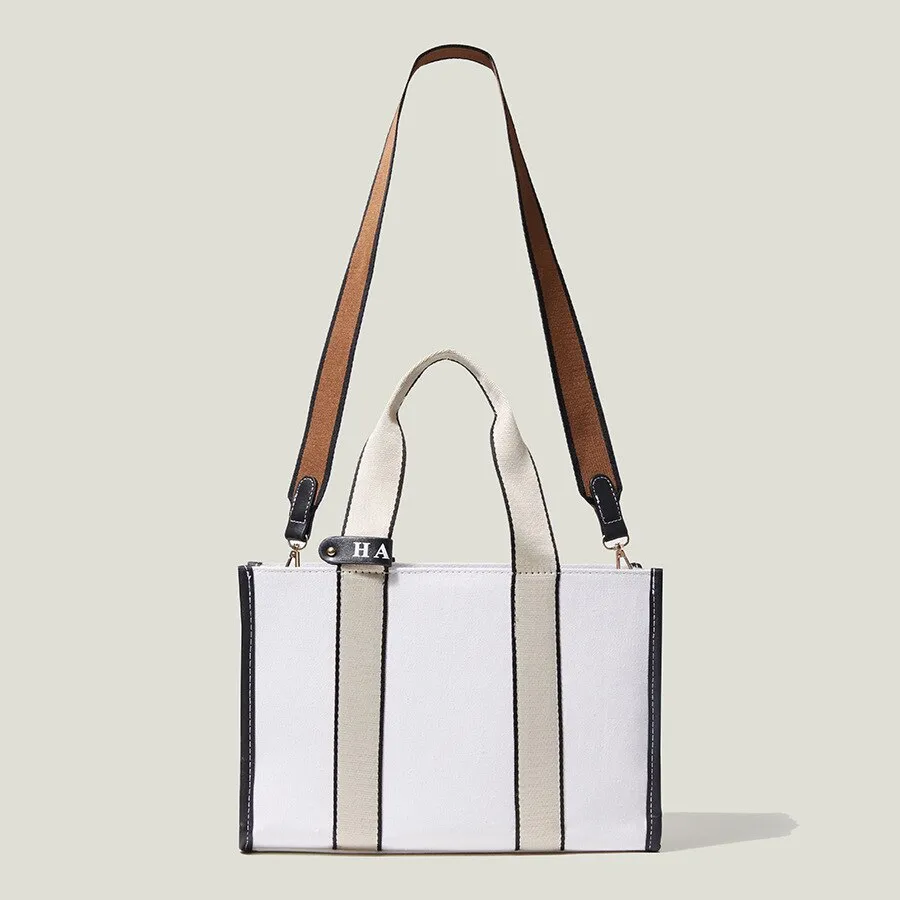 Christmas Gift Large Capacity Canvas Women Diaper Bag Striped Shopper Casual Female Tote Big Fashion Ladies Tote Korean Crossbody Bag New 2021