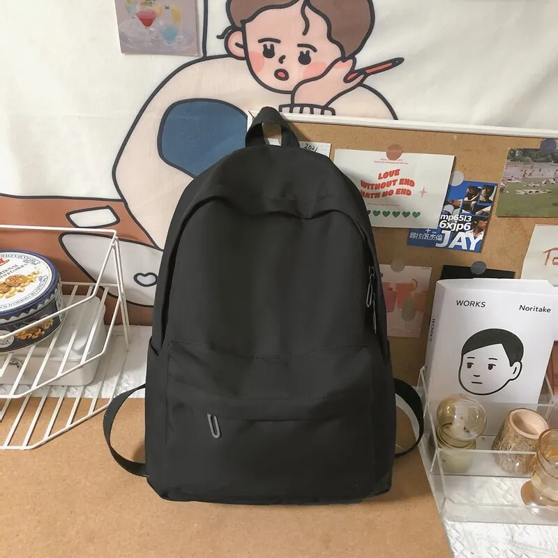 Christmas Gift New Fashion Female Bookbag Women Simplicity Solid Color Backpack for Teenagers Girl College Men Black School Bag Student Mochila