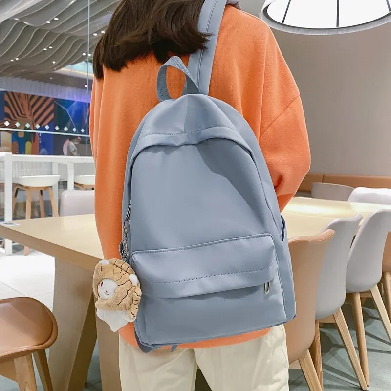 Christmas Gift New Fashion Female Bookbag Women Simplicity Solid Color Backpack for Teenagers Girl College Men Black School Bag Student Mochila
