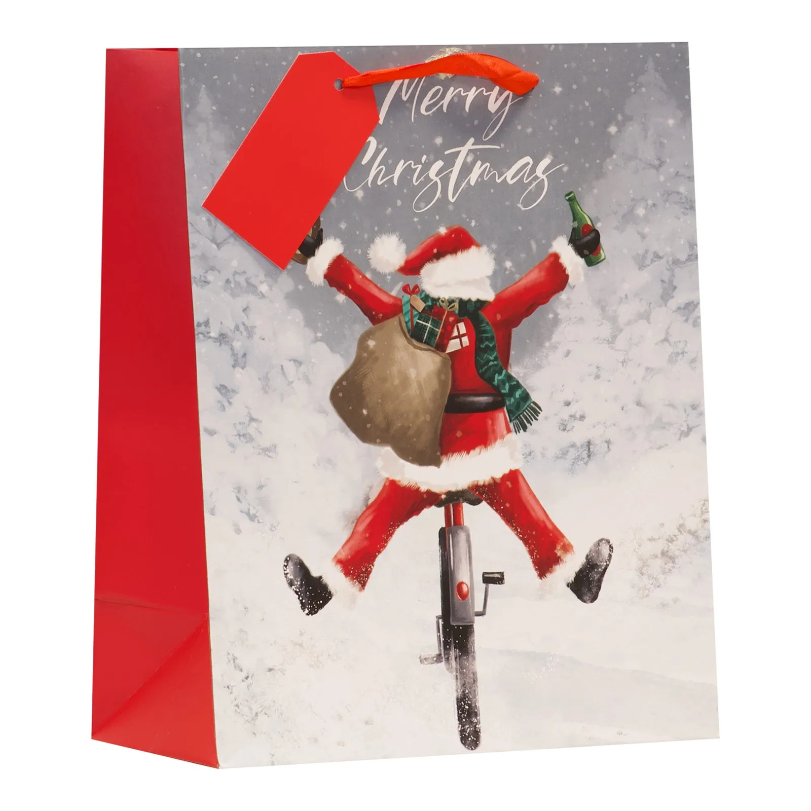 Christmas Santa On A Bike Medium Gift Bag