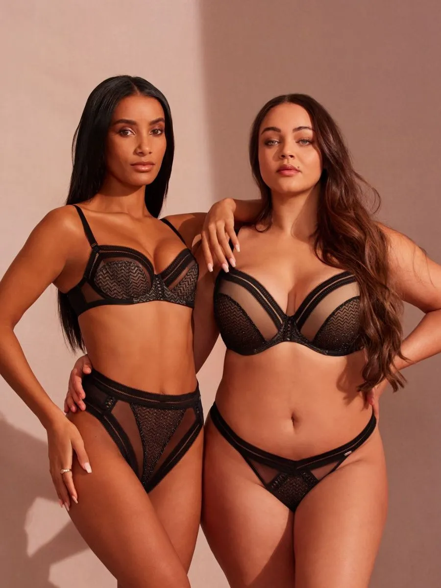 Contradiction Padded Plunge Bra - Black/Silver