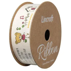 Cotton Ribbon, Bear Natural- 25mm x 3m