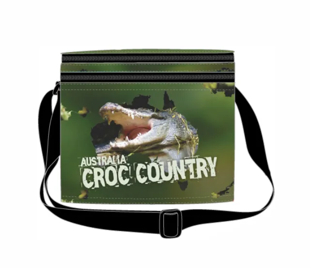 Croc Country Cooler Bag with Zip Pocket & Strap Crocodile Aussie Products Drink Holders