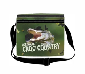 Croc Country Cooler Bag with Zip Pocket & Strap Crocodile Aussie Products Drink Holders