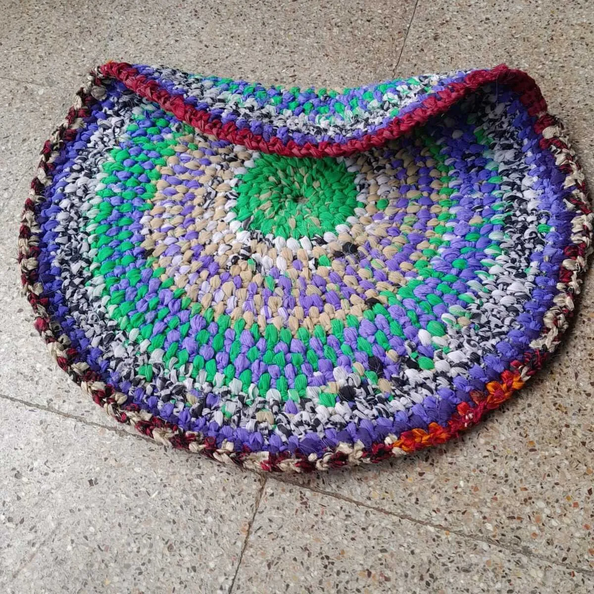 Crochet Multi Colored Fabric Mat