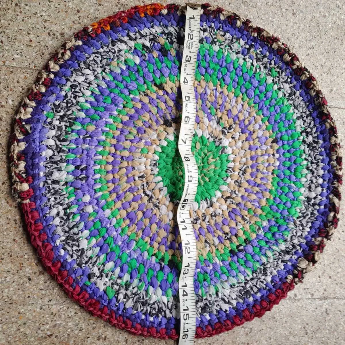 Crochet Multi Colored Fabric Mat