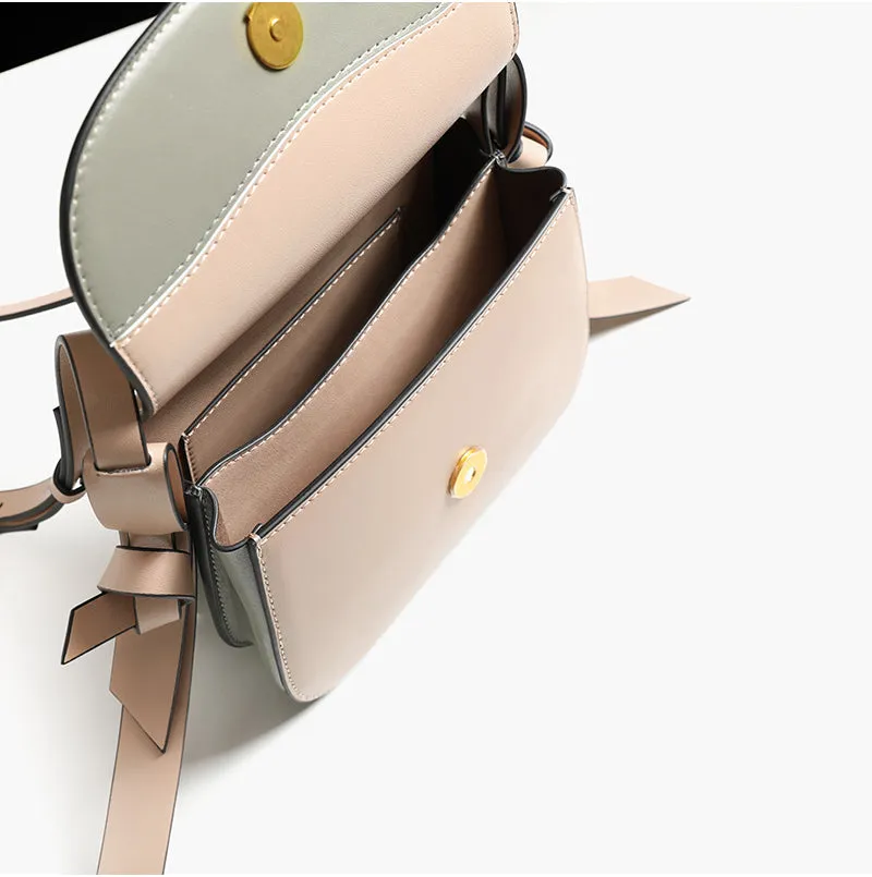 Cute Womens Leather Crossbody Saddle Bag Purse Small Shoulder Bag for Women