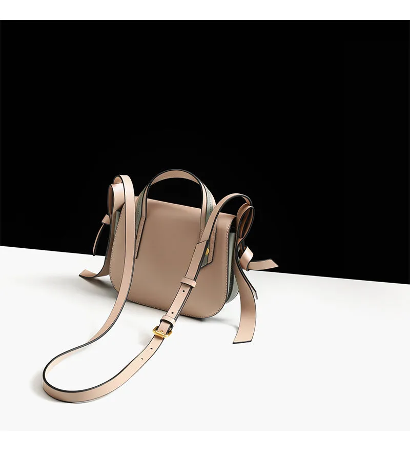 Cute Womens Leather Crossbody Saddle Bag Purse Small Shoulder Bag for Women