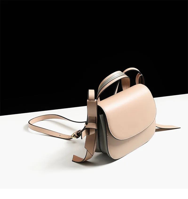 Cute Womens Leather Crossbody Saddle Bag Purse Small Shoulder Bag for Women