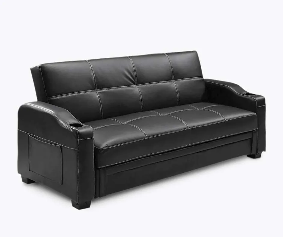 Dakota Faux Leather Storage Sofa Bed Recliner - Black