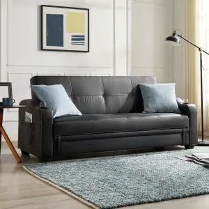 Dakota Faux Leather Storage Sofa Bed Recliner - Black