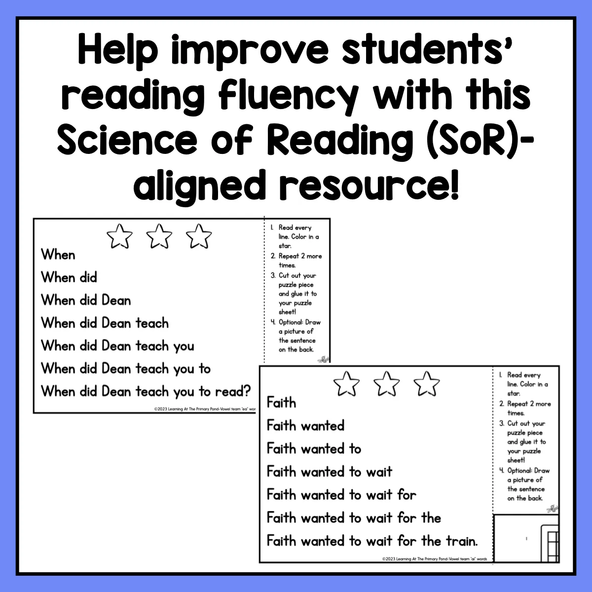 Decodable Sentence Fluency Pyramids | Vowel Teams Set