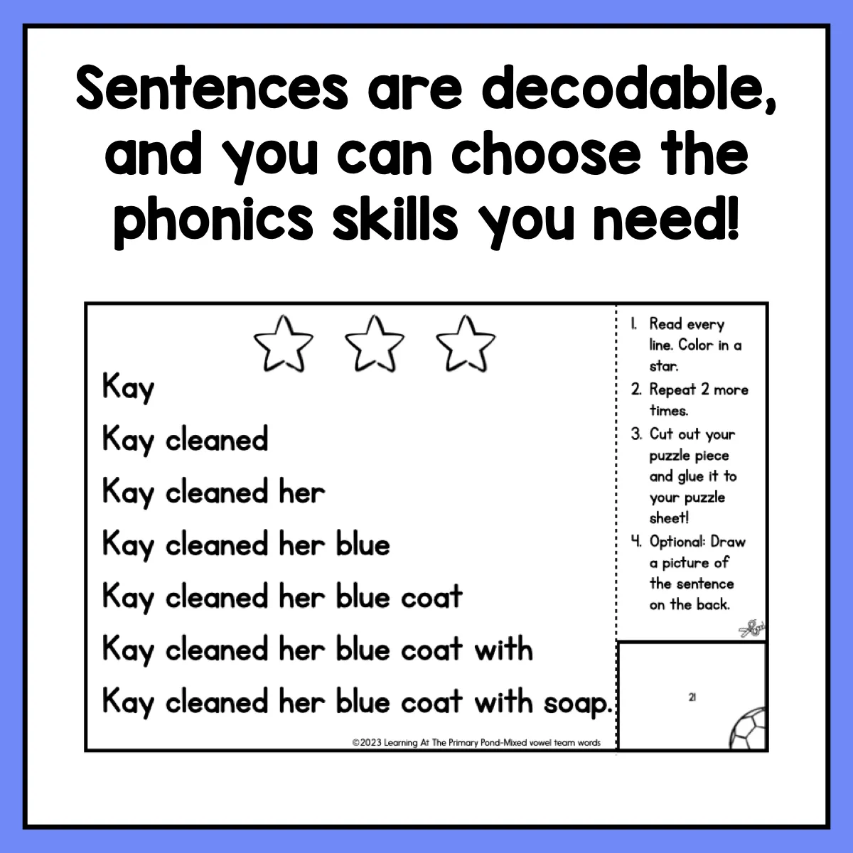 Decodable Sentence Fluency Pyramids | Vowel Teams Set