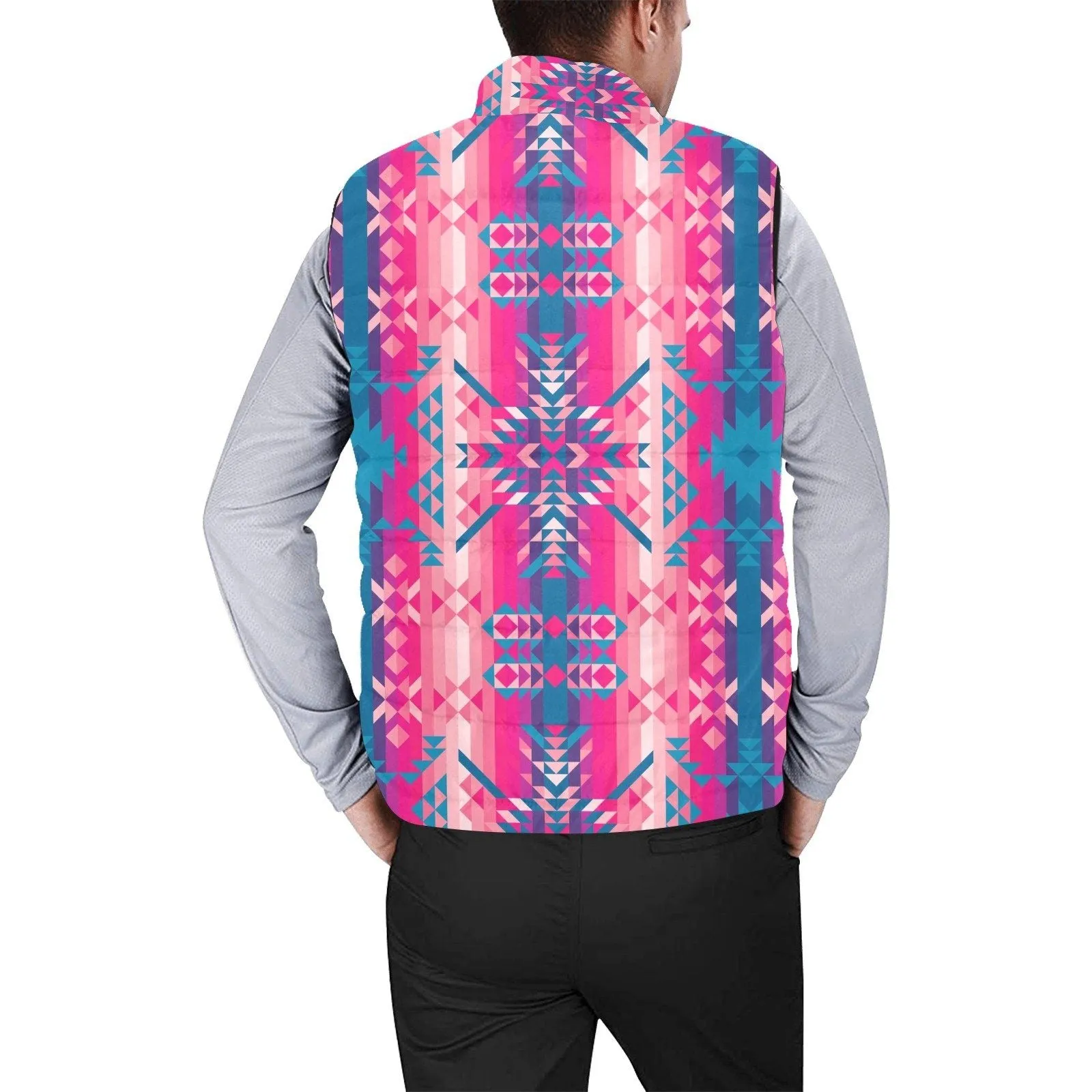Desert Geo Blue Men's Padded Vest Jacket