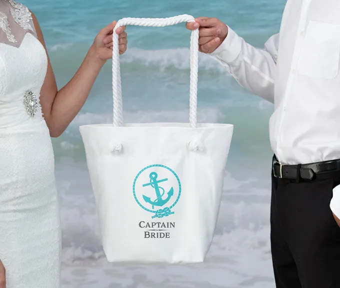 Destination Wedding White Bridal Crew Tote Bag