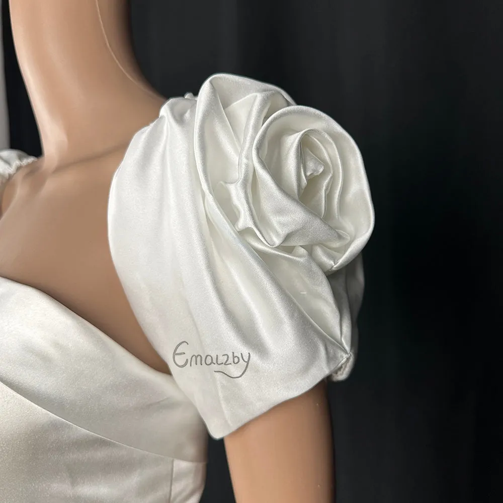 Detachable satin Cap Sleeves, Wedding Dress rose Sleeves,  Bridal Straps,Dress Straps ,rose sleeves,satin sleeves BYRDSLS109
