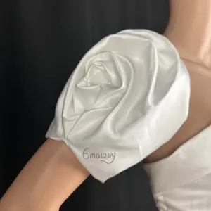 Detachable satin Cap Sleeves, Wedding Dress rose Sleeves,  Bridal Straps,Dress Straps ,rose sleeves,satin sleeves BYRDSLS109