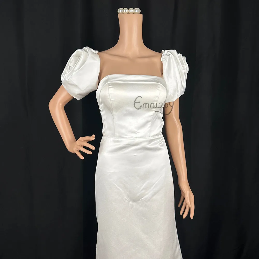 Detachable satin Cap Sleeves, Wedding Dress rose Sleeves,  Bridal Straps,Dress Straps ,rose sleeves,satin sleeves BYRDSLS109