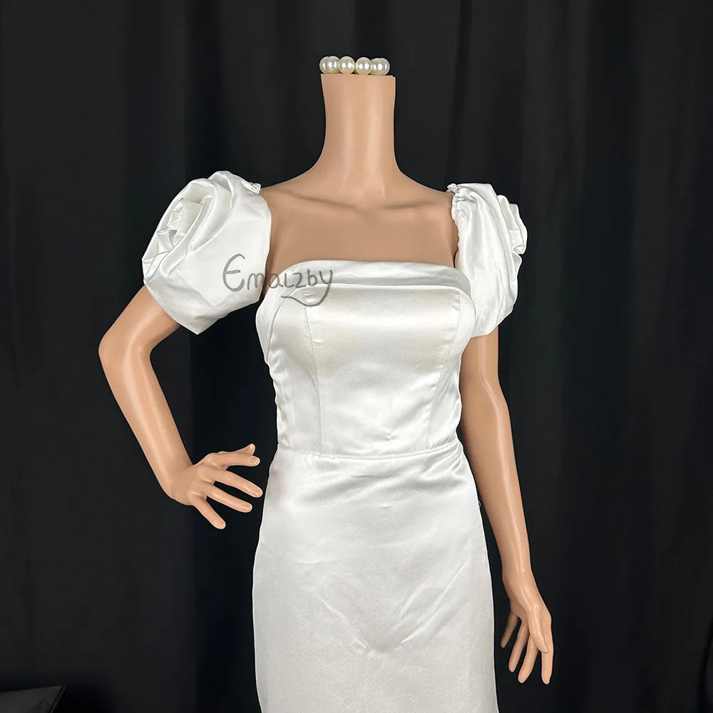 Detachable satin Cap Sleeves, Wedding Dress rose Sleeves,  Bridal Straps,Dress Straps ,rose sleeves,satin sleeves BYRDSLS109