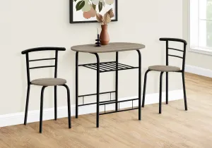 Dining Table Set, 3pcs Set, Small, 32" L, Kitchen, Brown Laminate, Black Metal, Contemporary, Modern