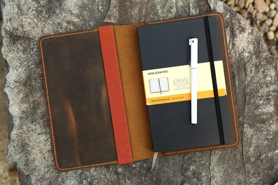 Distressed moleskine leather cover large size