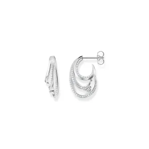 Earrings wave with white stones