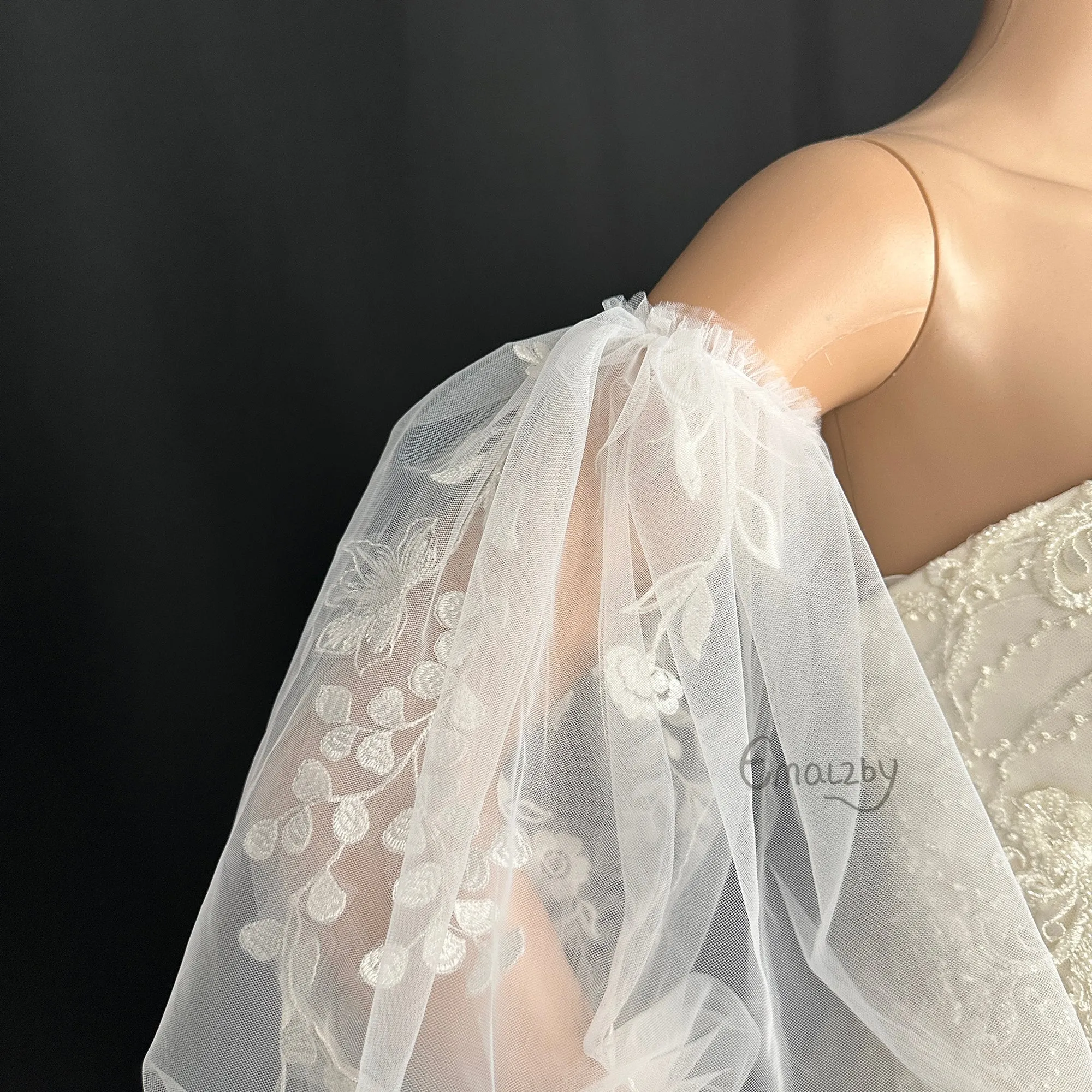 EMALZBY customized dream series  sheer tulle detach wedding dress sleeve