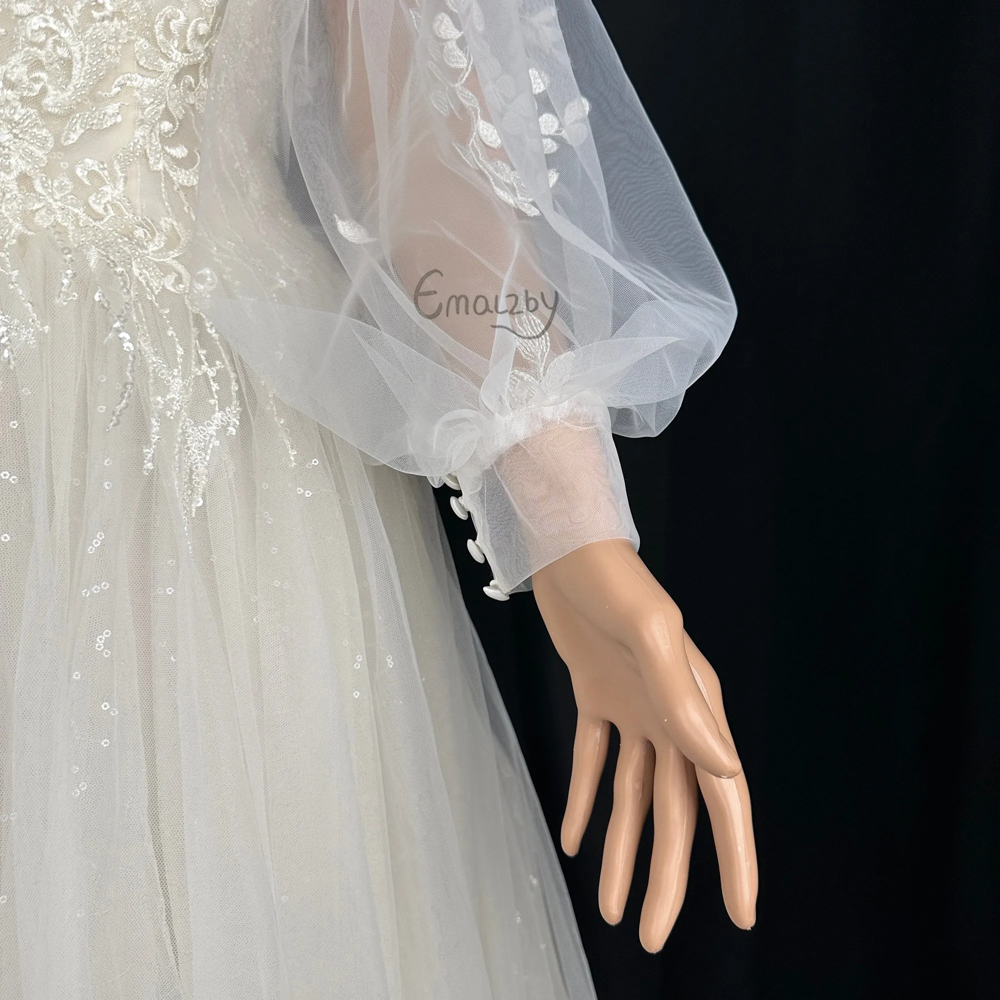 EMALZBY customized dream series  sheer tulle detach wedding dress sleeve