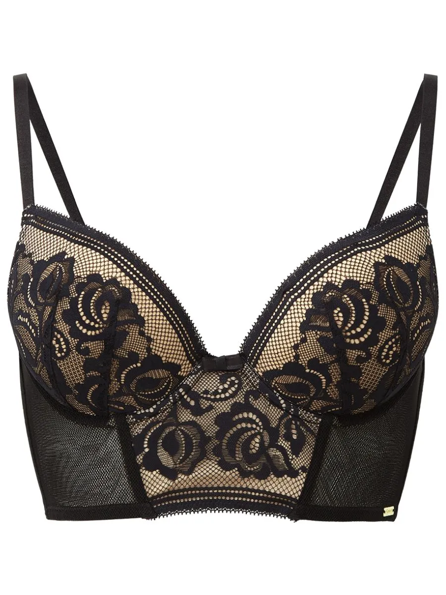 Encore Longline Bra - Black/Beige