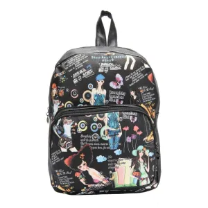 FabSeasons Black Anime Digital Printed Small Size Backpack