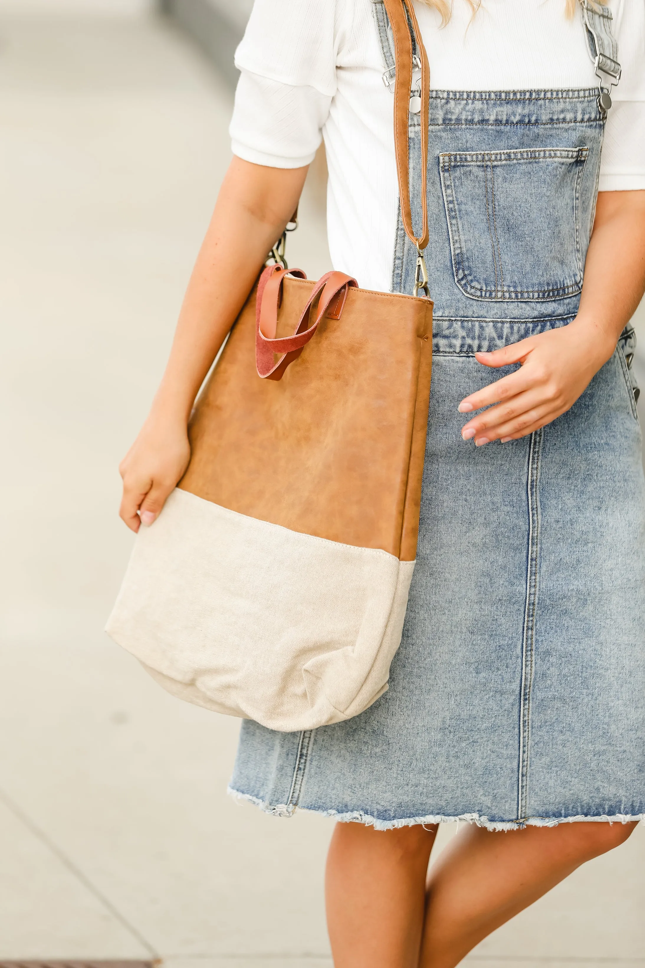 Faux Leather Canvas Tote