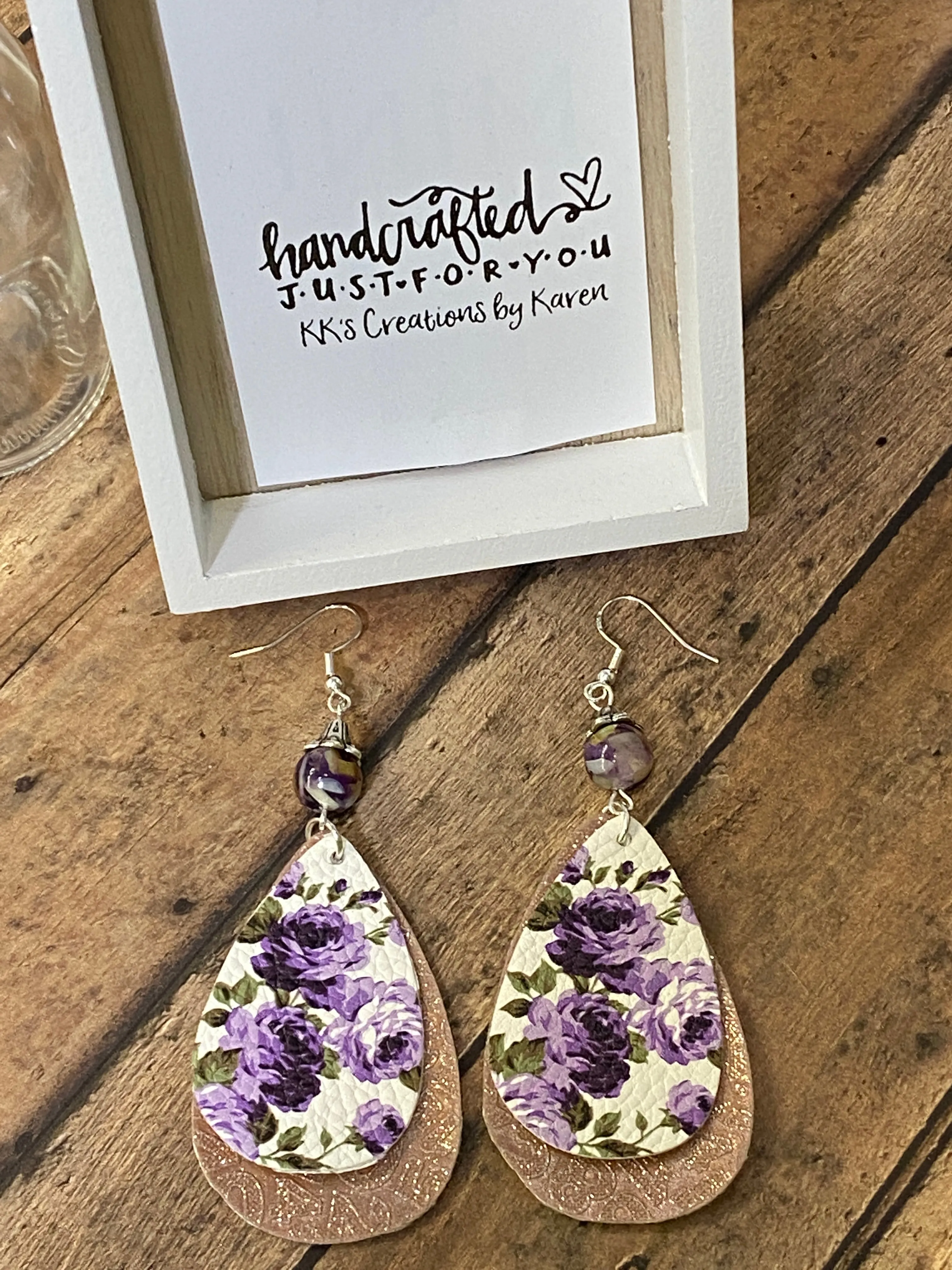 FAUX Leather Floral Earrings (EA0068)