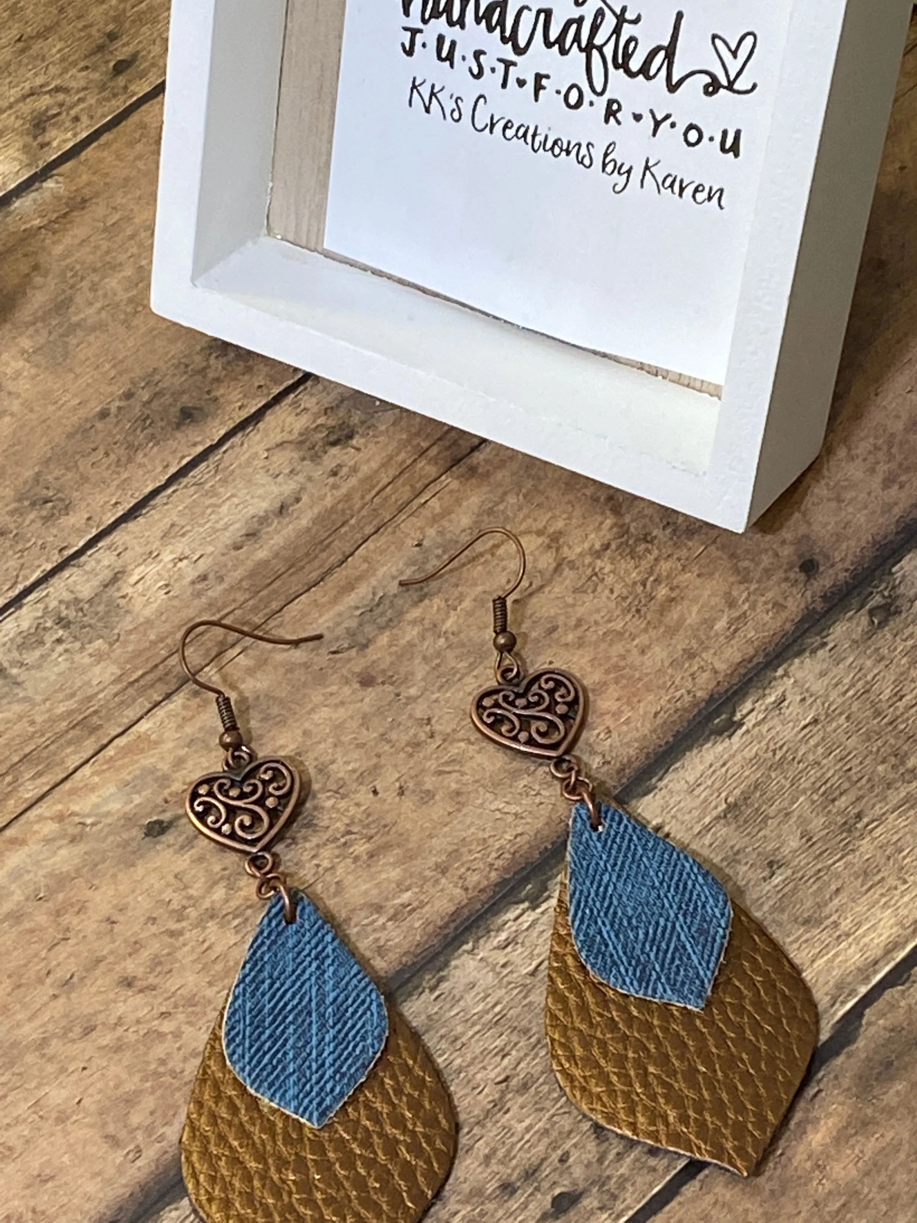 FAUX Leather Heart Earrings (EA0059)