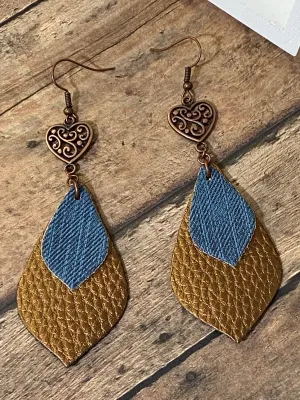 FAUX Leather Heart Earrings (EA0059)