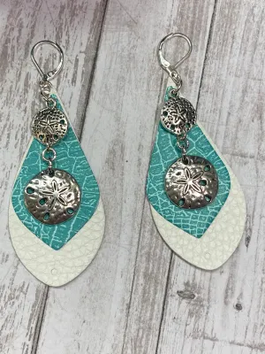 FAUX Leather Sand Dollar Earrings (EA0027)