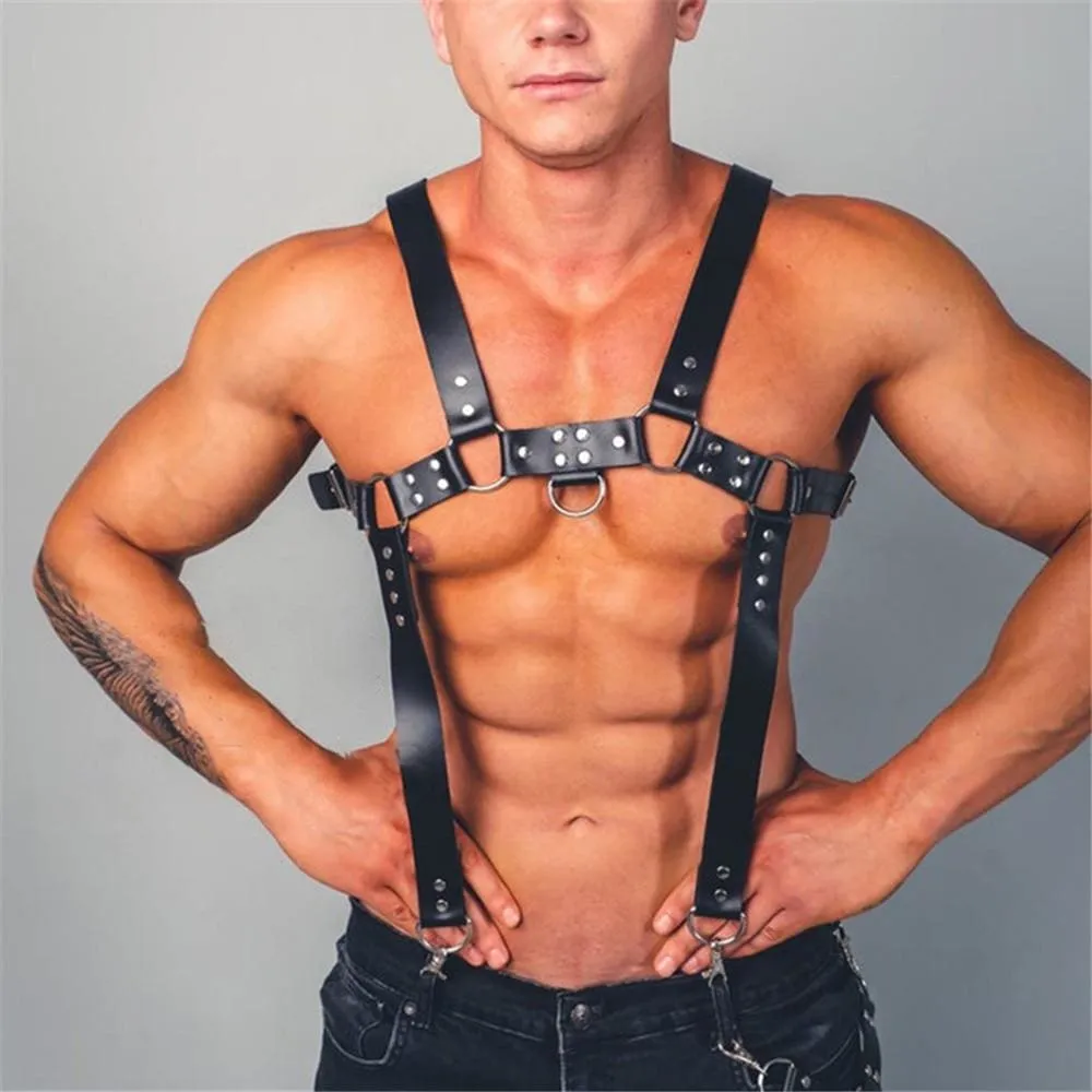 Faux Leather Suspender Harness