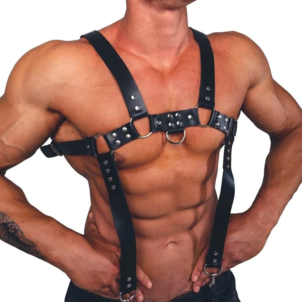Faux Leather Suspender Harness