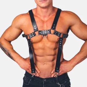Faux Leather Suspender Harness