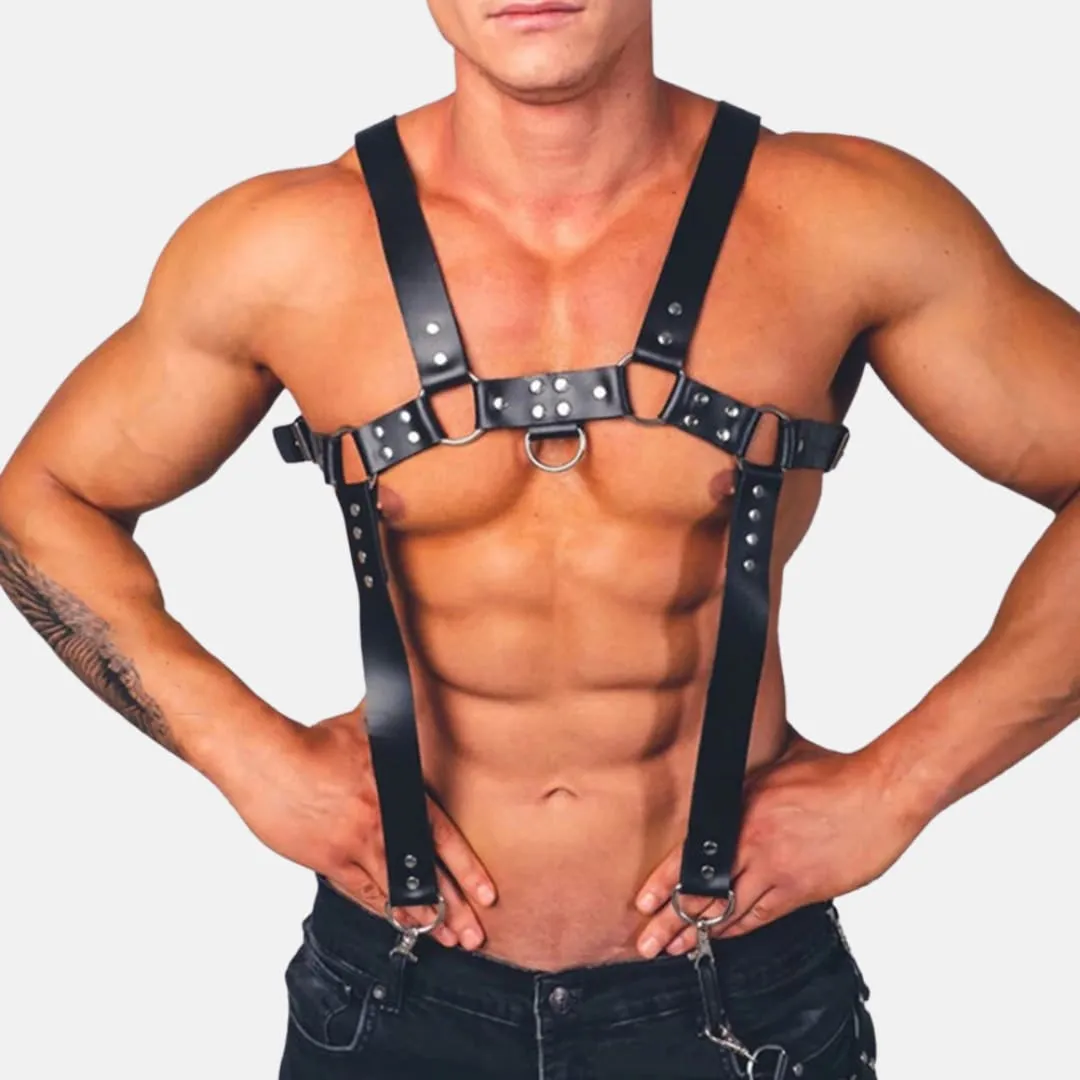 Faux Leather Suspender Harness