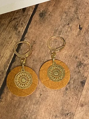 FAUX Leather Tan Earrings