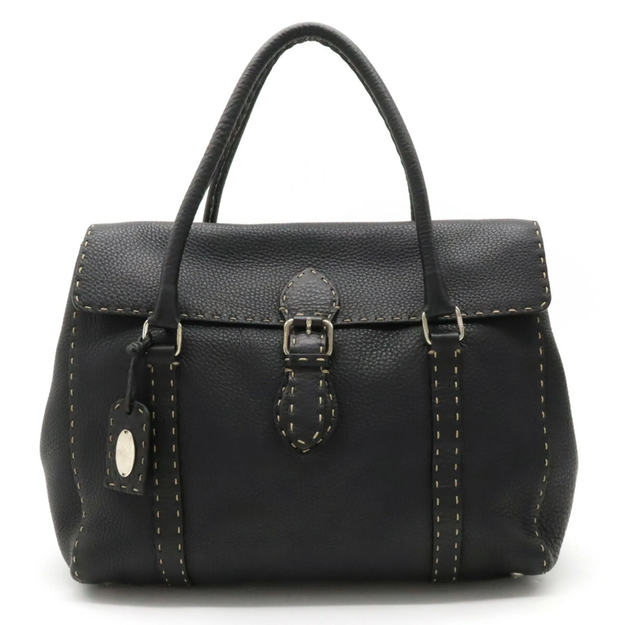 FENDI Selleria tote bag shoulder leather black 8BR388
