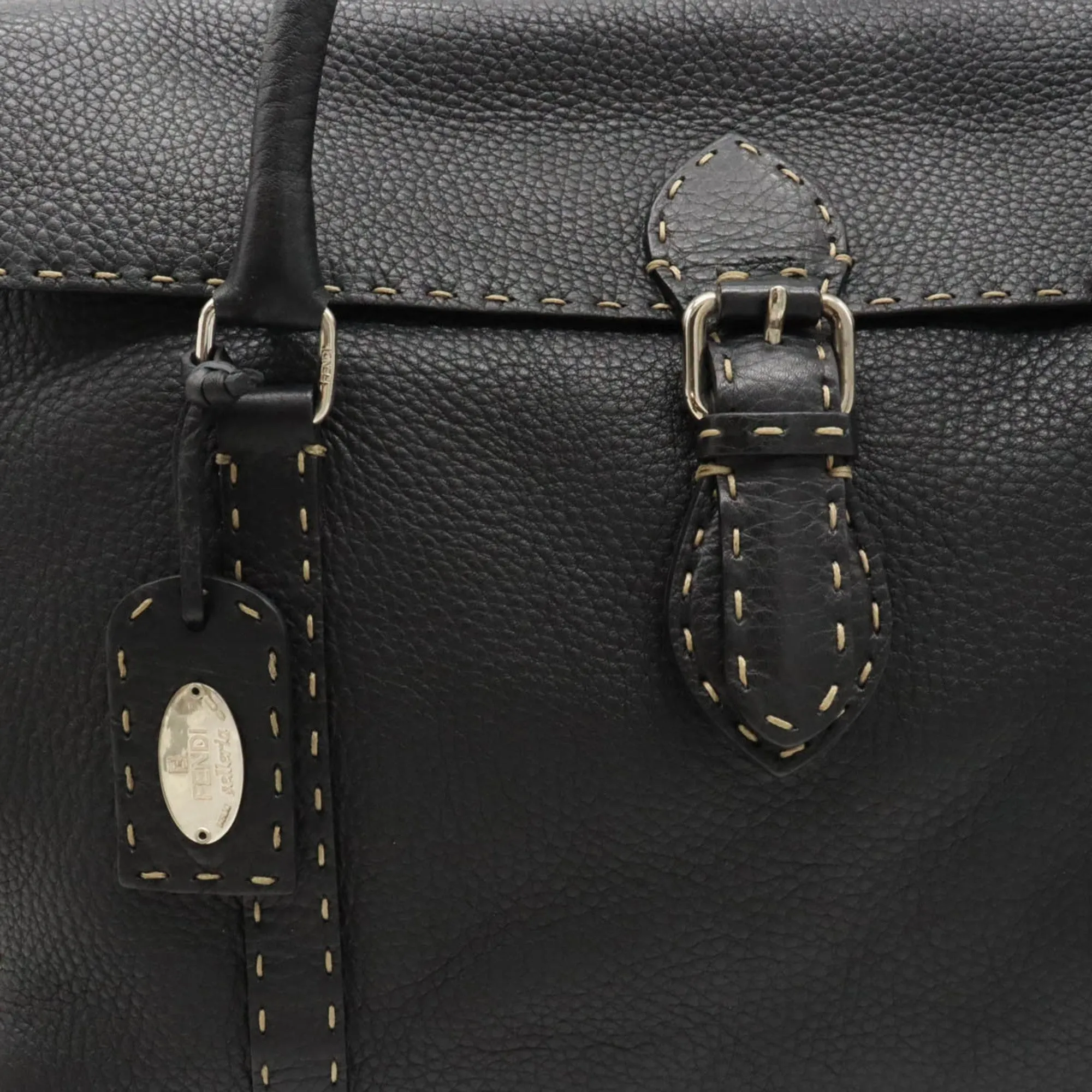 FENDI Selleria tote bag shoulder leather black 8BR388